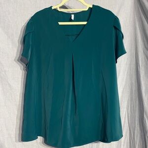 Chic Teal V-Neck Blouse for Women